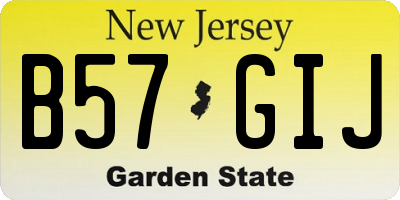 NJ license plate B57GIJ