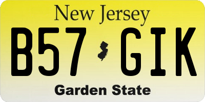 NJ license plate B57GIK