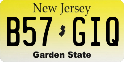 NJ license plate B57GIQ