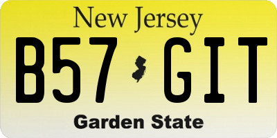 NJ license plate B57GIT
