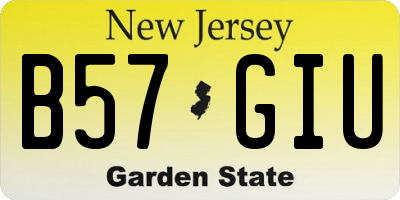 NJ license plate B57GIU