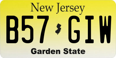 NJ license plate B57GIW