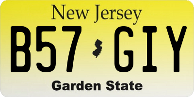 NJ license plate B57GIY