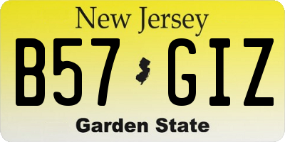 NJ license plate B57GIZ