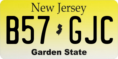 NJ license plate B57GJC