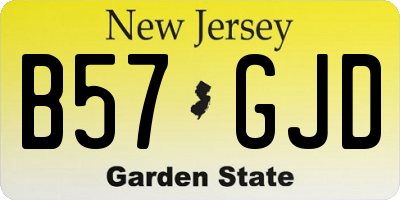 NJ license plate B57GJD