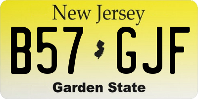 NJ license plate B57GJF