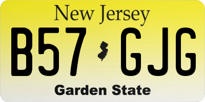 NJ license plate B57GJG