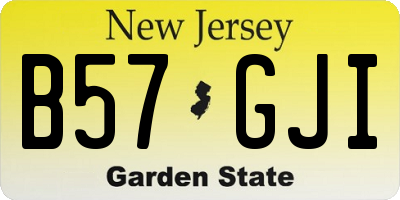 NJ license plate B57GJI