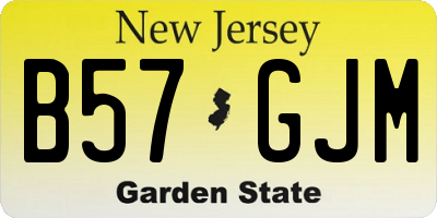 NJ license plate B57GJM