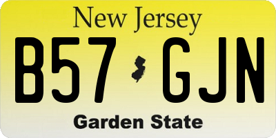 NJ license plate B57GJN