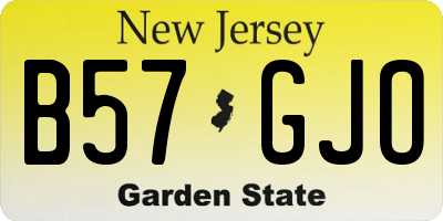 NJ license plate B57GJO