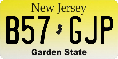 NJ license plate B57GJP