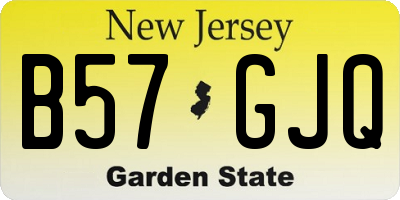 NJ license plate B57GJQ