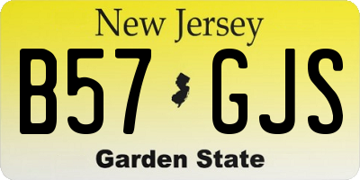 NJ license plate B57GJS