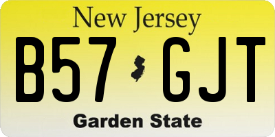 NJ license plate B57GJT