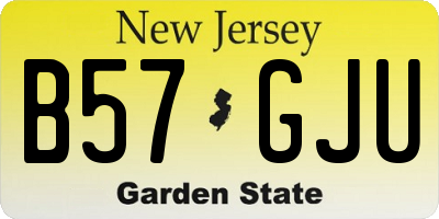 NJ license plate B57GJU