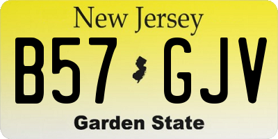 NJ license plate B57GJV