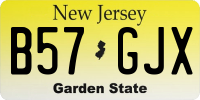 NJ license plate B57GJX