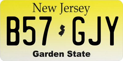 NJ license plate B57GJY