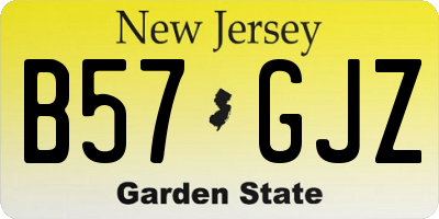 NJ license plate B57GJZ