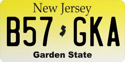 NJ license plate B57GKA