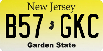 NJ license plate B57GKC