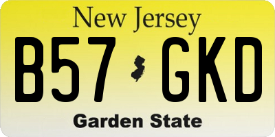 NJ license plate B57GKD