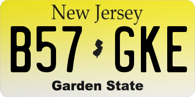 NJ license plate B57GKE