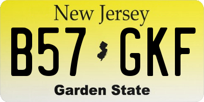 NJ license plate B57GKF