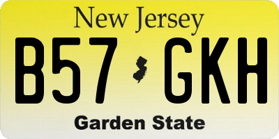 NJ license plate B57GKH