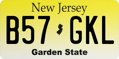 NJ license plate B57GKL