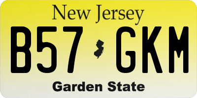 NJ license plate B57GKM