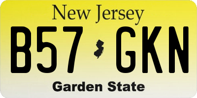NJ license plate B57GKN