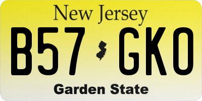 NJ license plate B57GKO
