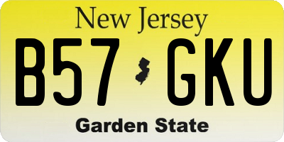 NJ license plate B57GKU