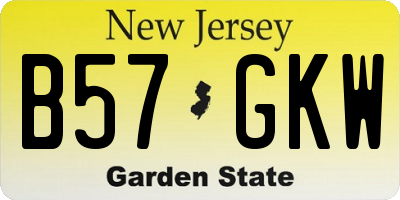 NJ license plate B57GKW
