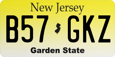 NJ license plate B57GKZ