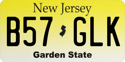 NJ license plate B57GLK