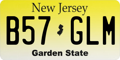 NJ license plate B57GLM