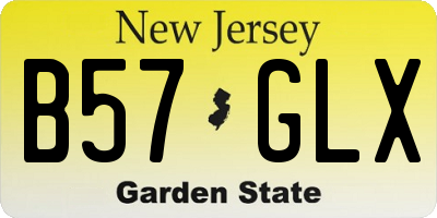 NJ license plate B57GLX