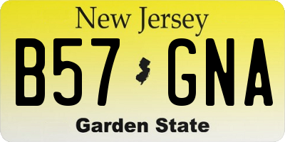 NJ license plate B57GNA