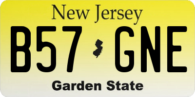 NJ license plate B57GNE