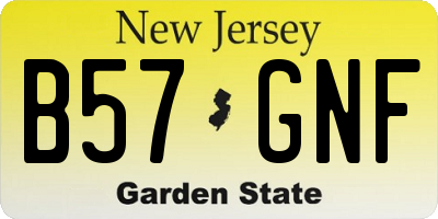 NJ license plate B57GNF