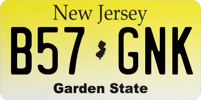 NJ license plate B57GNK