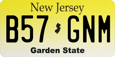 NJ license plate B57GNM