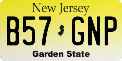 NJ license plate B57GNP