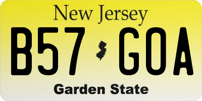 NJ license plate B57GOA