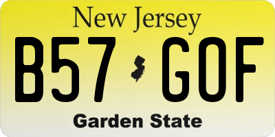 NJ license plate B57GOF