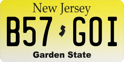 NJ license plate B57GOI